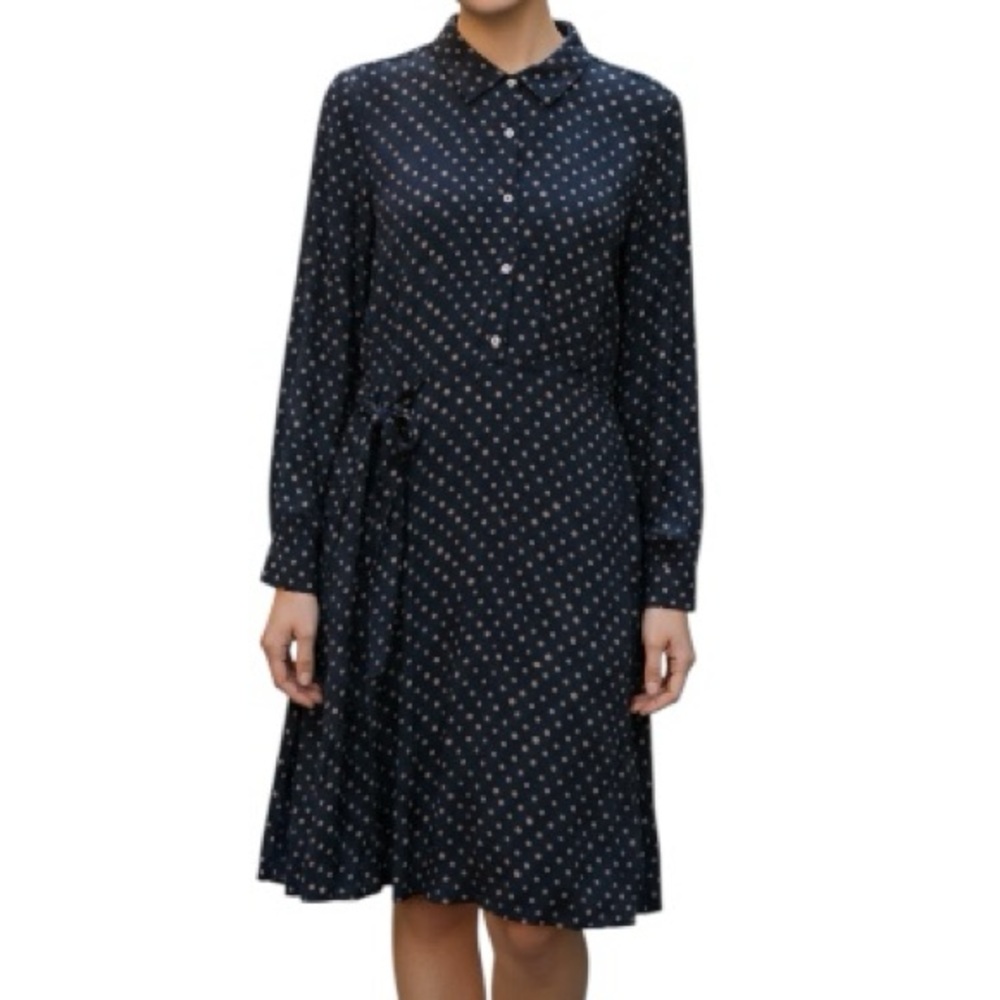 Nice Things Paloma S. Navy Collared Long Sleeve Dress Size 10